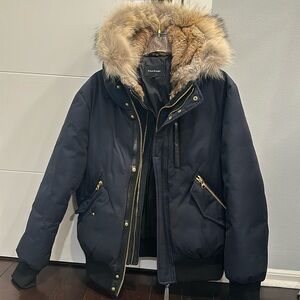 Mackage Dixon navy bomber jacket men's size 42